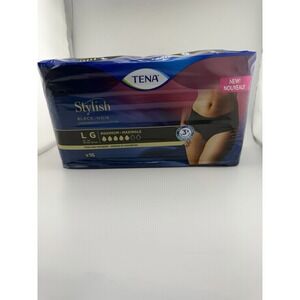 32 Ct Tena Stylish Black Incontinence Bladder Control Underwear Large for Women